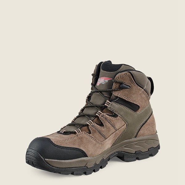 Red Wing Mens Hiking Boots - Truhiker - 6-inch Waterproof Safety Toe - Grey Brown - URP476139